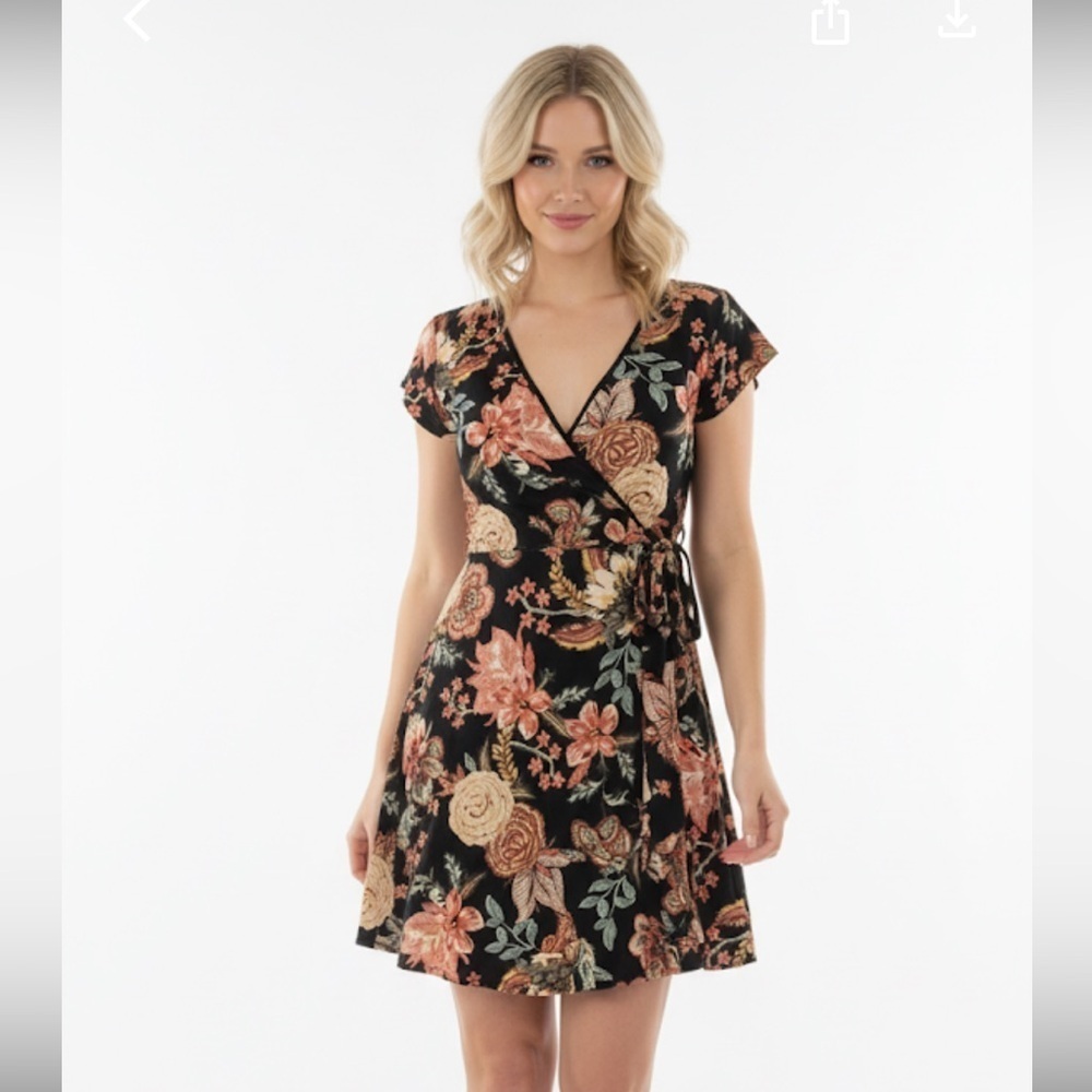 Xhilaration xsmall Flirty floral wrap style dress